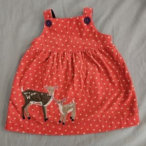 Mini Boden Appliqué Deer Star Corduroy Pinafore Size 3-6 months VGUC